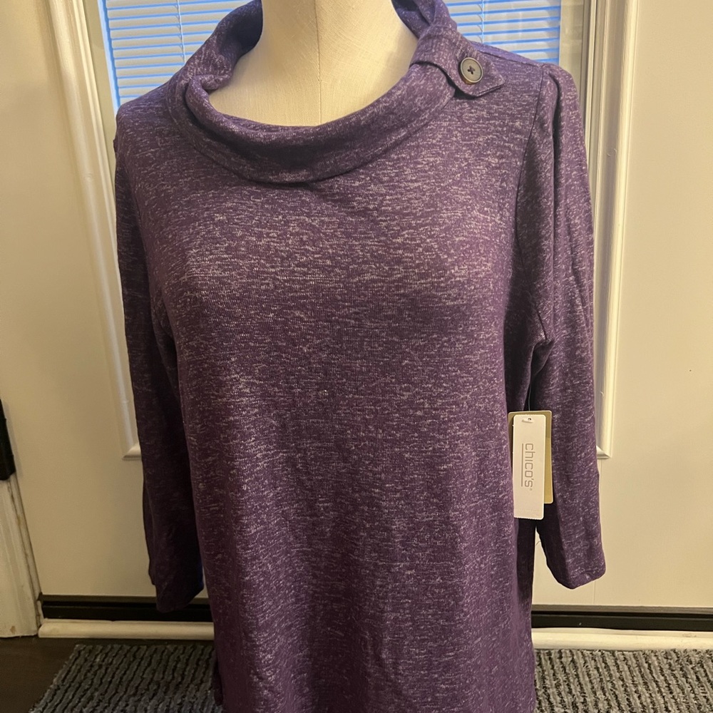 Chico’s Beautiful new button on side - 3/4 sleeve cowl! - NWT